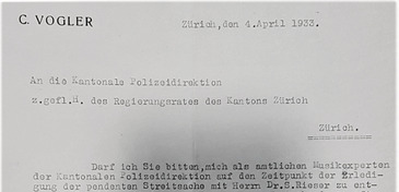 Brief von Carl Vogler