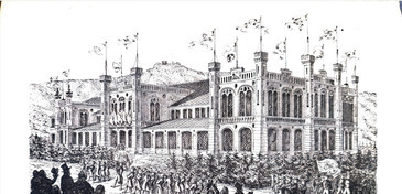 Die für das eidgenössische Sängerfest 1858 erbaute Festhütte